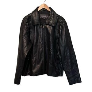 Kenneth Cole Reaction Leather Black Jacket Mens size large